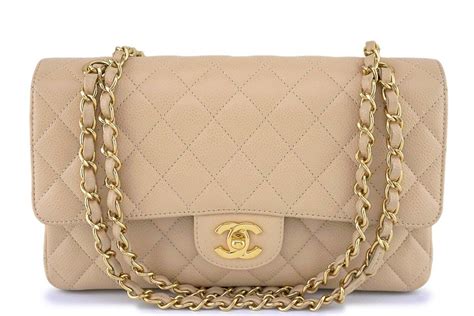 chanel caviar flap bag beige|CHANEL Caviar Stitched Shoulder Flap Bag Beige.